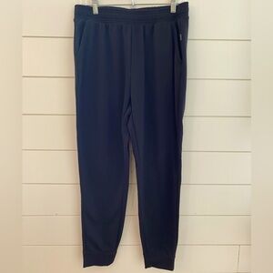 Eddie Bauer black high waisted pull on fleece lined cuffed jogger lounge pant MD